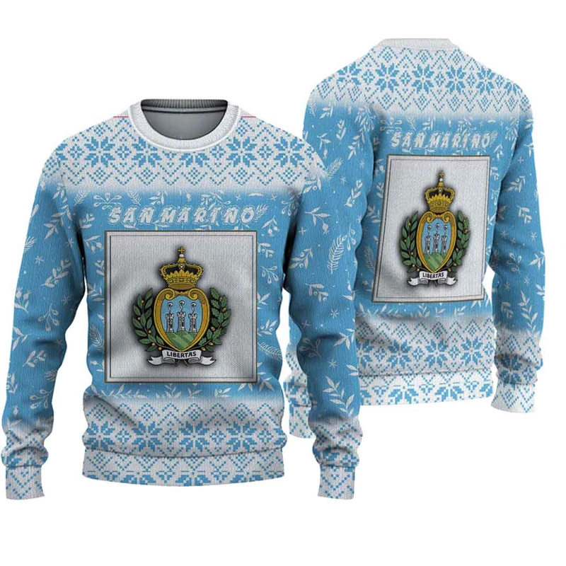 

La Repubblica Di San Marino National Emblem 3D Print Men's Crewneck Sweatshirt Long Sleeve Fashion Tracksuit Cool Clothing