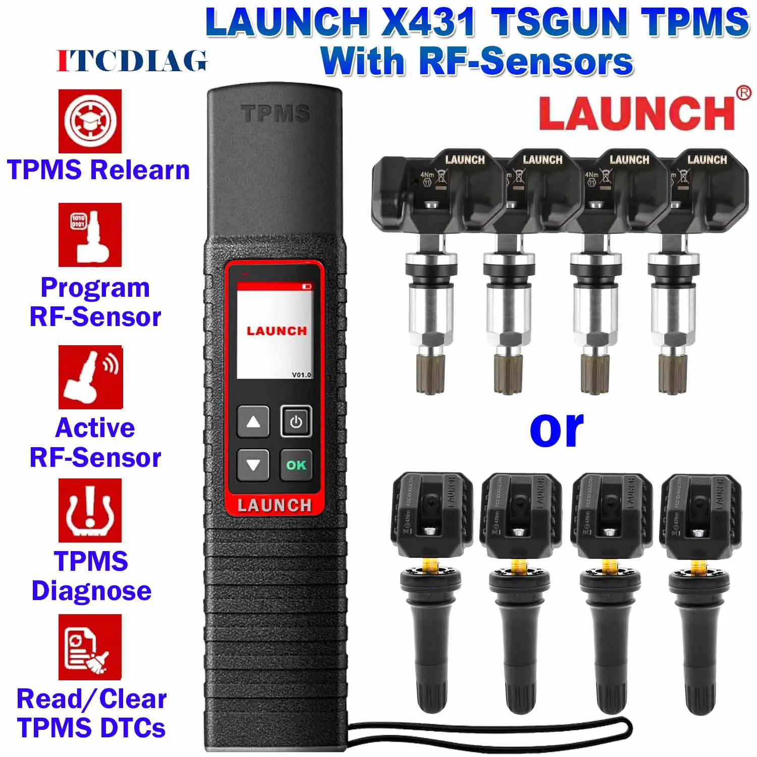 

Launch X431 TSGUN TPMS 433+315MHZ 2 In1 RF-Sensor Handheld X-431 TSGUN Car Tire Pressure Detector Programming Diagnostic Tools