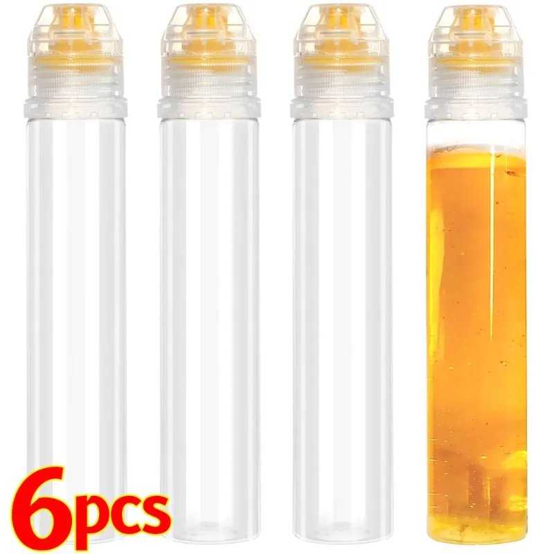 6/1PC 90ML Transparent Non-Drip Honey Dispenser Honey Squeeze Bottle Vinegar Oil Syrup Bottle Pot Storage Container Kitchen Tool