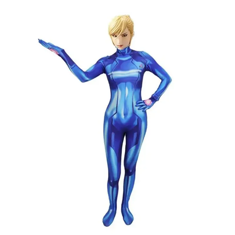 Gra Samus Aran kombinezony z nadrukiem kostium cosplay na Halloween unisex jednoczęściowy całe ciało z długim rękawem Zentai garnitur body bs6648