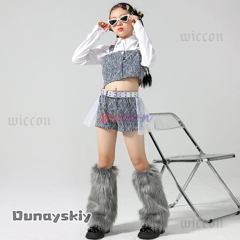 Танцевальная одежда в стиле хип-хоп для девочек, одежда для концертных выступлений, костюм Kpop для джазовых танцев, топы, шорты, детская дневная одежда