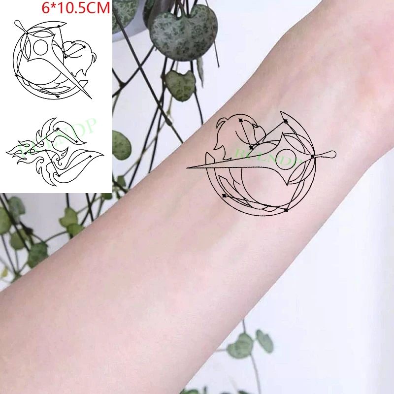 Waterproof Temporary Tattoo Sticker Genshin game Sword Star Pattern Geometric Tatto Flash Tatoo Fake Tattoos for Men Women