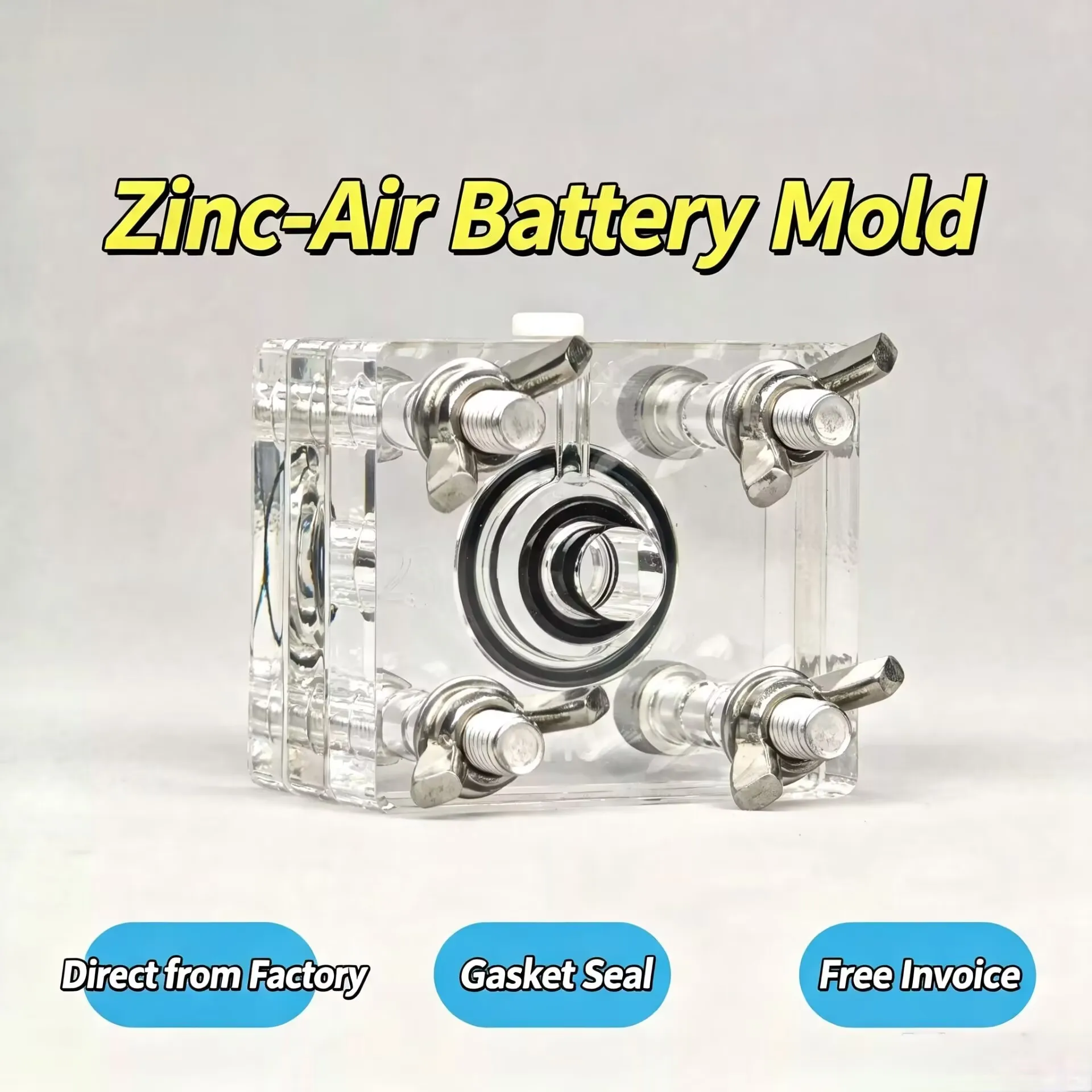 Zinc Air Test Device Metal Air Battery Mold Test Cell Gasket Type Seal Transparent Electrolytic Cell Manual Adding Liquid