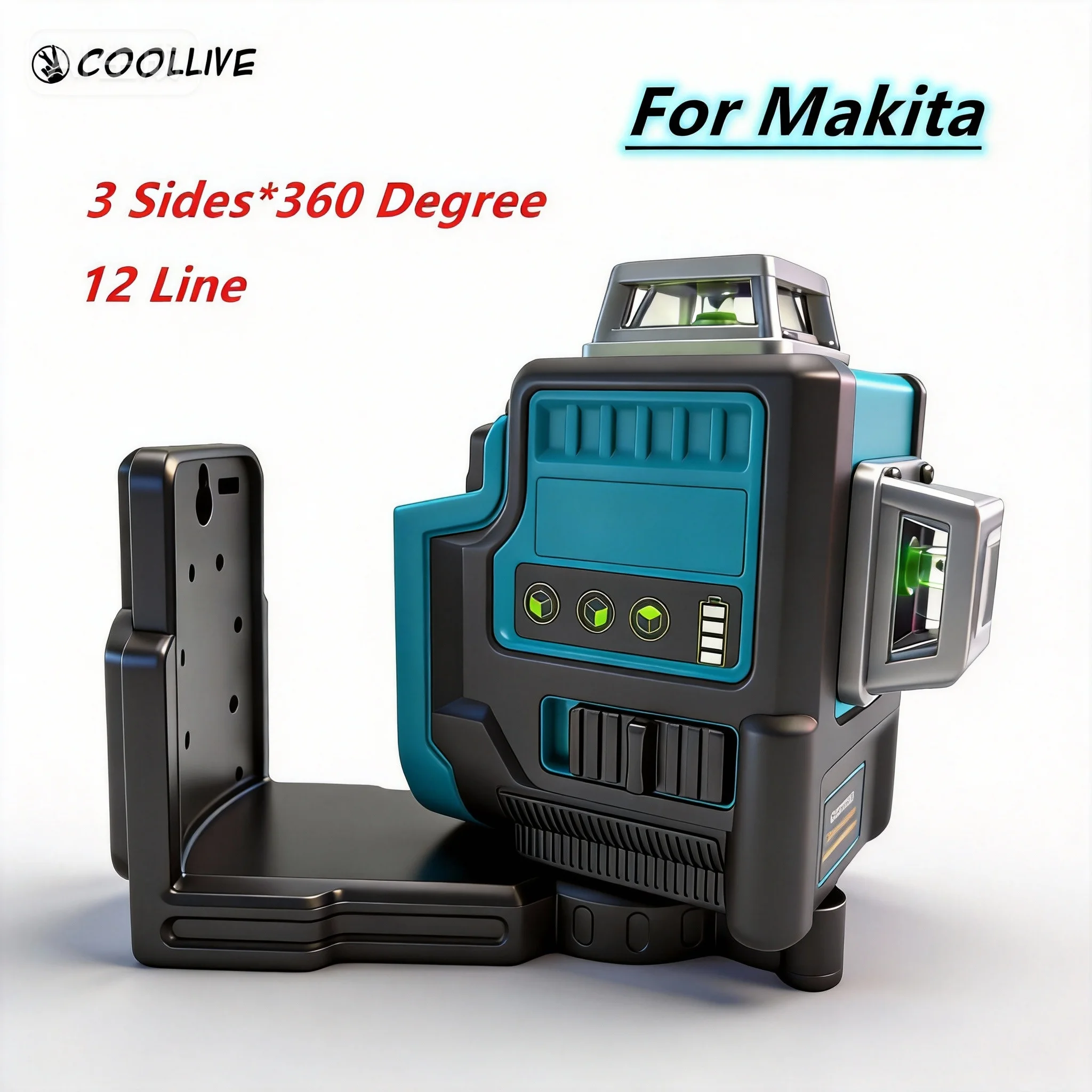 For Makita 18V Battery Laser Level 12 Lines 3 Sides*360 Degree Horizontal & Vertical Green Beams Meter Self-Leveling Laser Tools