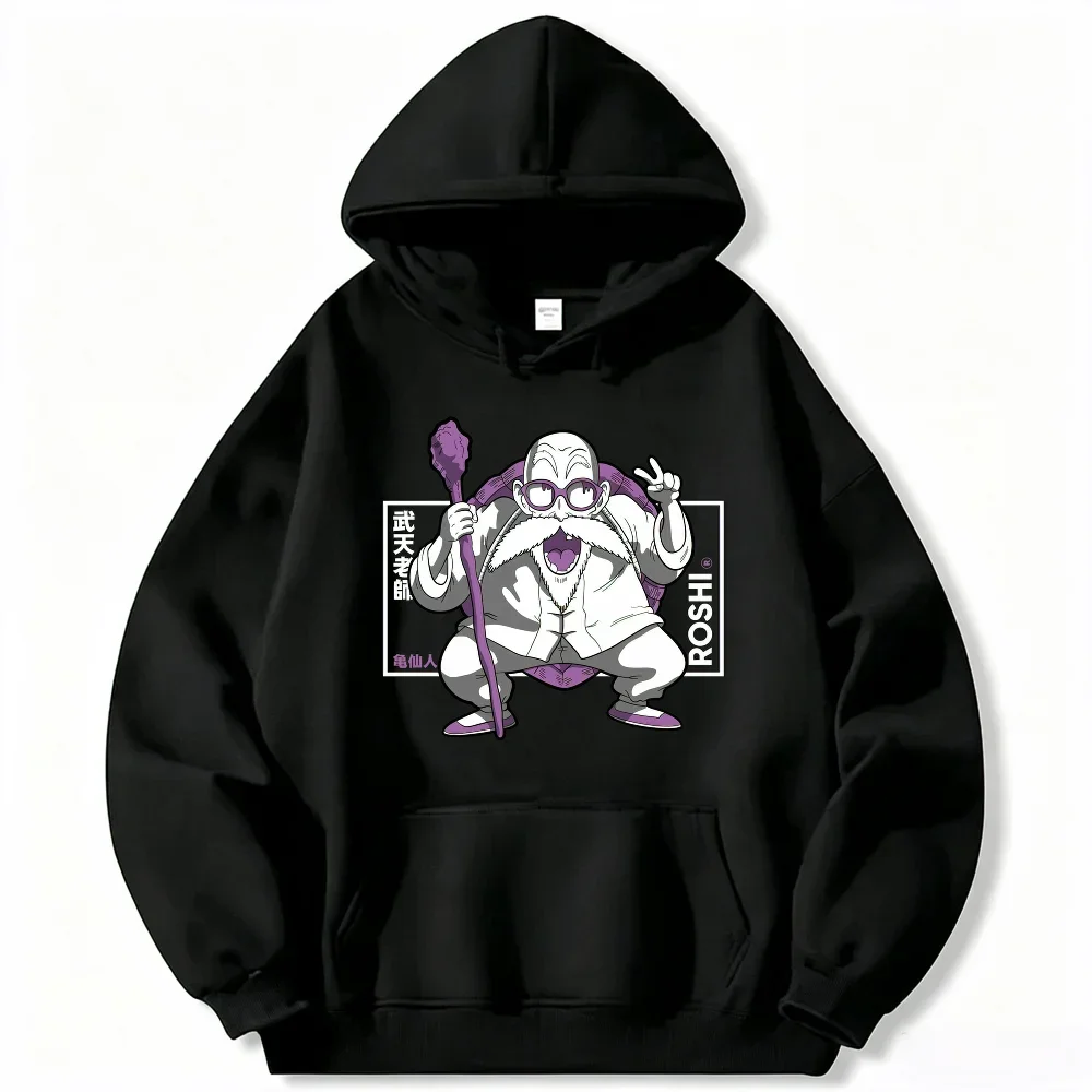 Dragon Ball Master Roshi Graphic Hoodie，Unisex，Drawstring Hooded Sweatshirt Anime Print Oversized Casual Top