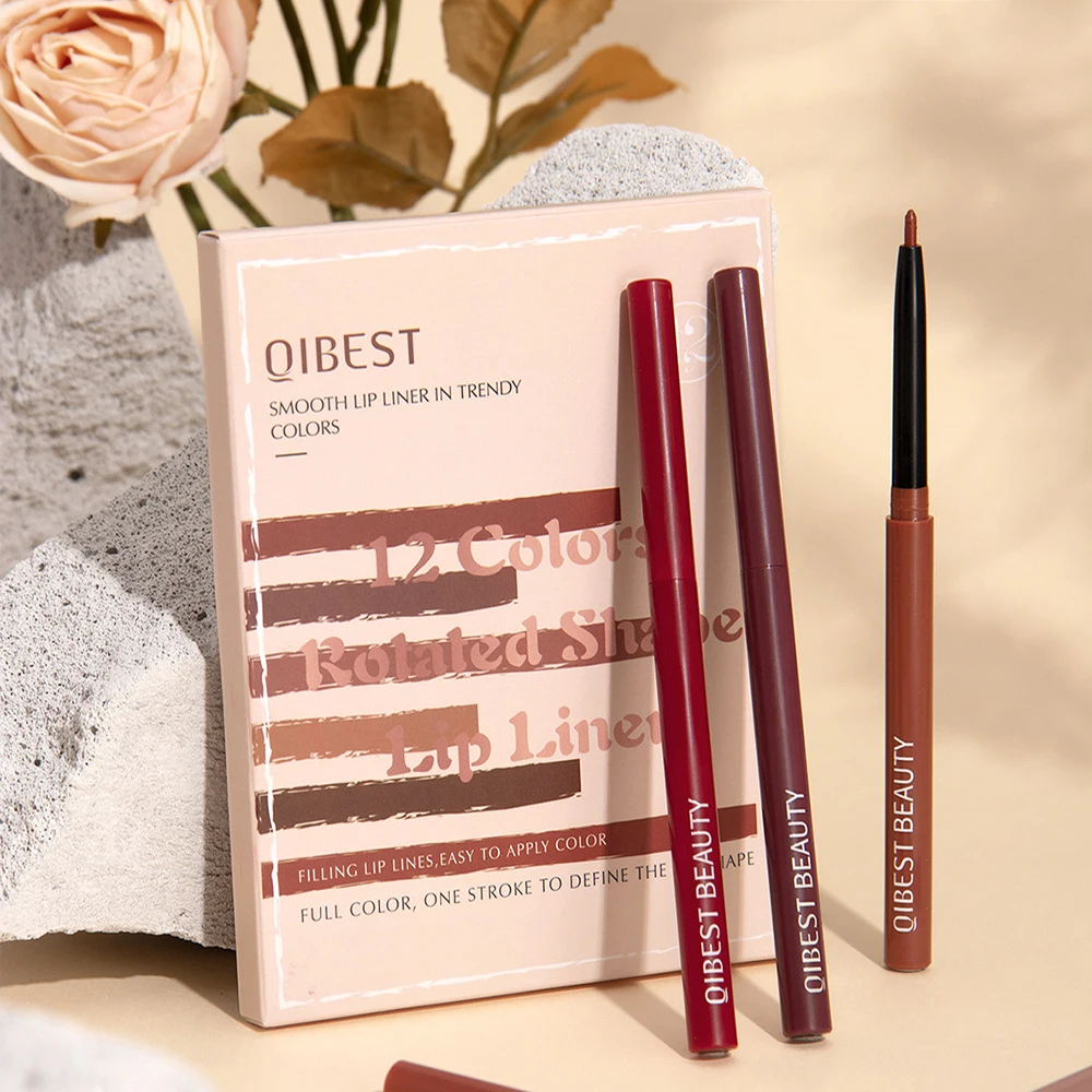 12本入りリップライナーセット - 長持ち、防水、植物性スクワラン配合のヌードカラー - 彼女へのバレンタインデーのギフトに最適、保湿