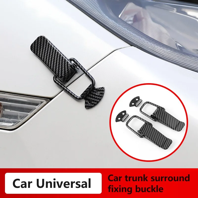 

2Pcs Car Trunk Modification Fixed Buckle Auto Modify External Decorate Universal Bumper Carbon Fiber Lock Repair Gaps Accessory