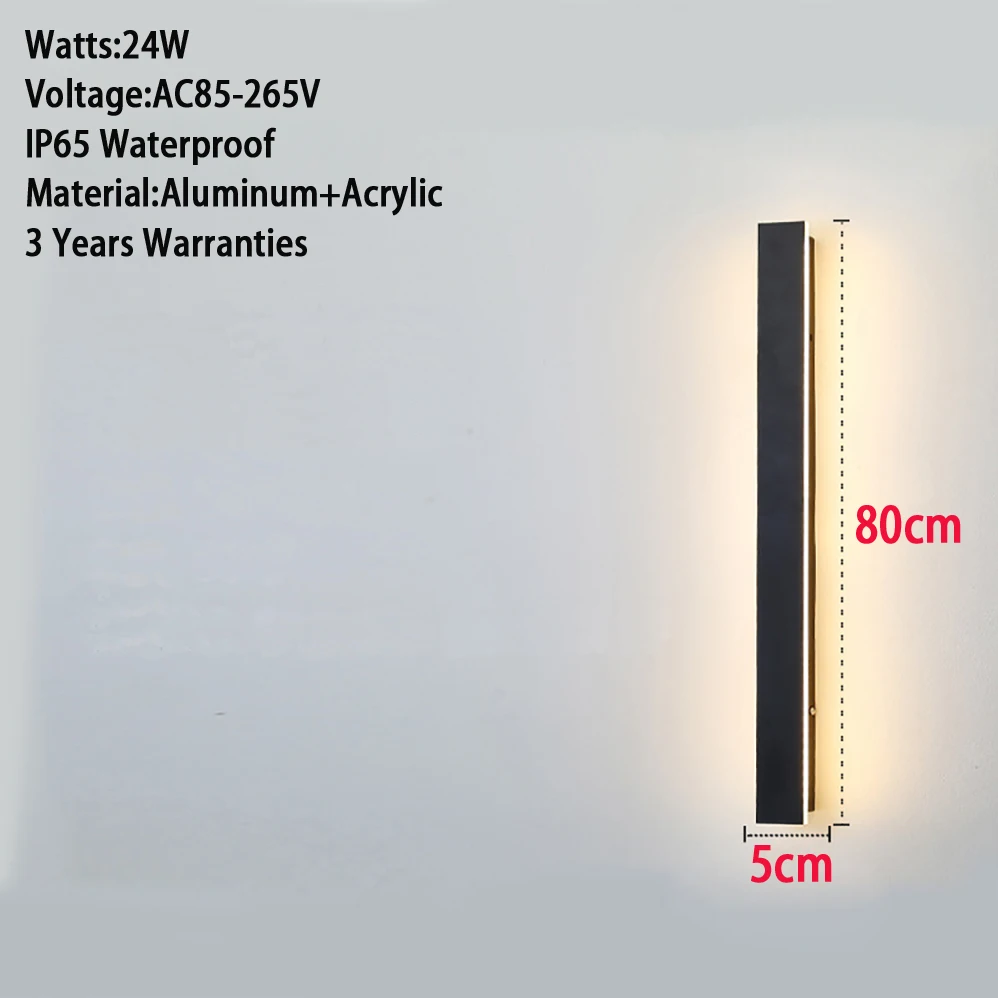 Estilo Minimalista moderno LED Lâmpada de Parede, impermeável, interior, exterior, 6 Comprimento Diferente, 3 Anos de Garantia, AC85-265V, IP65