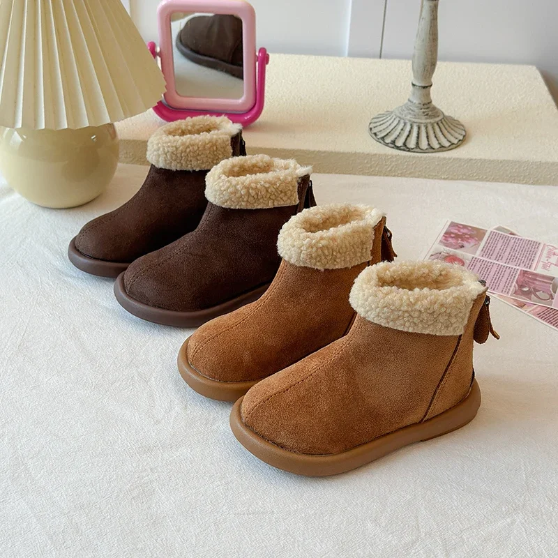 JGSHOWKITO Kids Short Boots for Boys Girls Fashion Autumn Winter Children Thermal Cotton Zipper Warm Classic Girls Ankle Boots