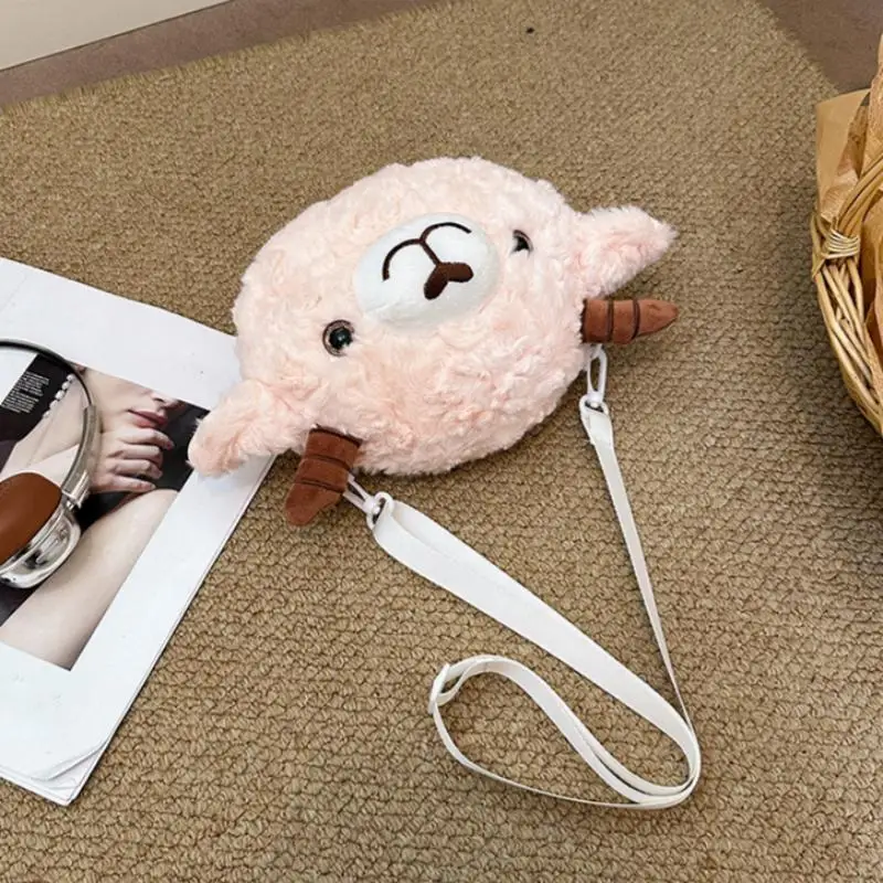 Kawaii-Tasche für Damen, Cartoon-Schaf-Plüsch-Umhängetasche, neue Crossbody-Tasche, kleine Handytasche, Bolsa Feminina – Detail 12