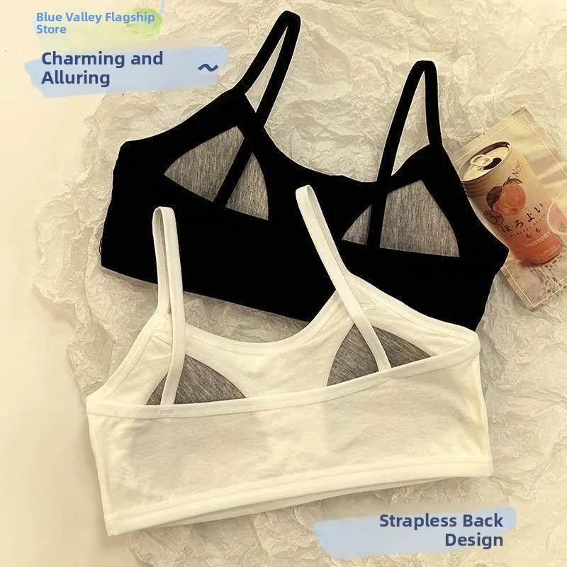 Teenage Girls' Cotton Bralette Strapless Underwear Development Stage School Uniform Suitable for Middle And High School Students