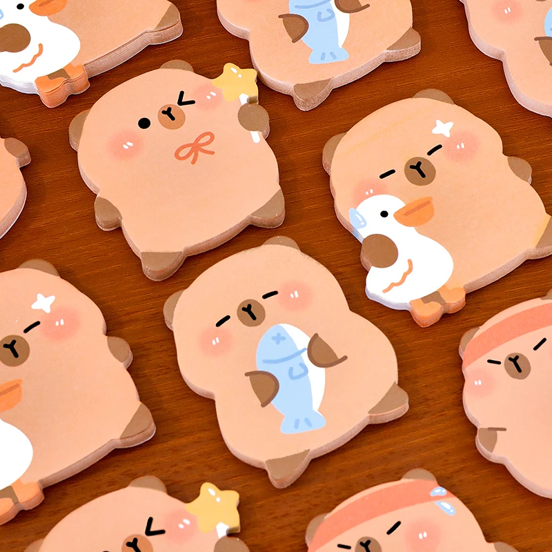 60Sheets Sticky Notes Simple Alien Capybara Scrapbooking Sticker School Supplies Post Office Stationery Memo Pads