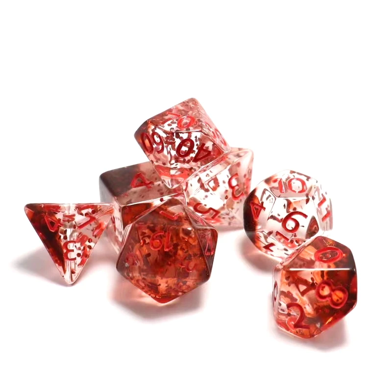 Polyhedron Game Dice Transparent Two-color   with Flash Dice Set for DND RPG MTG Board Game D4 D6 D8 D10