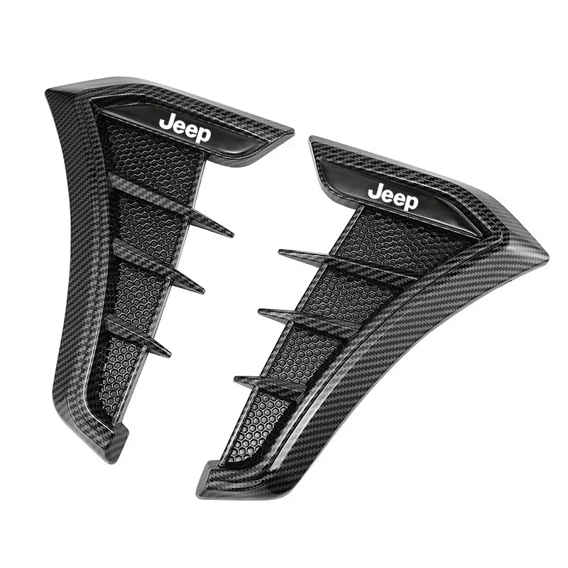 2Pcs Car Fender Air Intake Vent Trim Sticker Side Vent Cover for Jeep Renegade Wrangler JK JL Grand Cherokee Compass Patriot