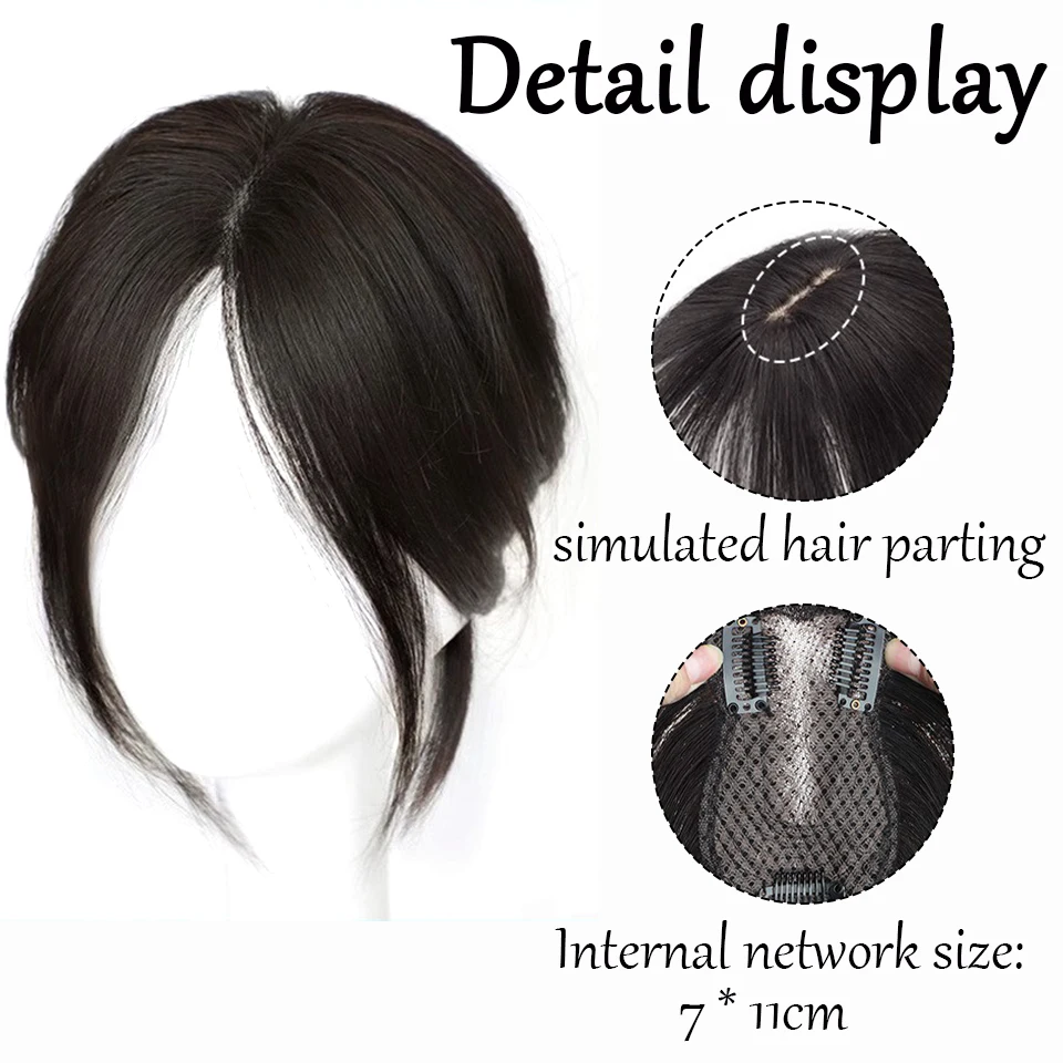 Synthetic Topper Hairpiece False Bang Clip-In Bangs Extension Natural Fake Fringe Invisible for Women Daily Vacation Festival