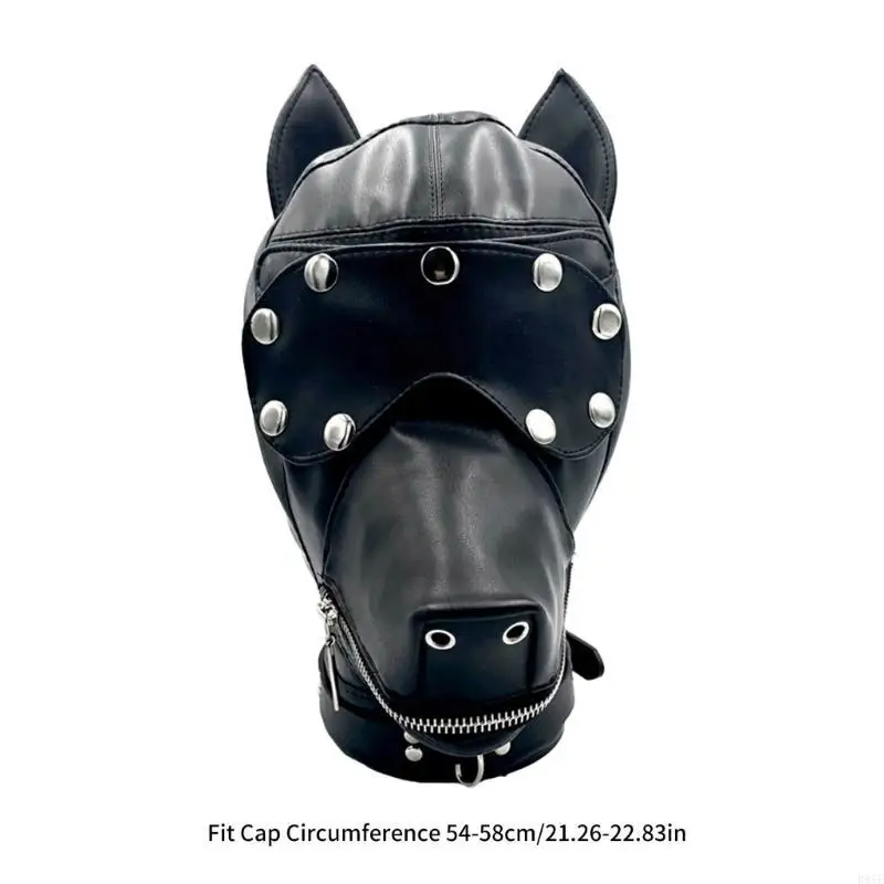 B95F Tocados para perros Halloween con cubierta para los ojos, cinturón con hebilla con cordón ajustable, mascarada perro