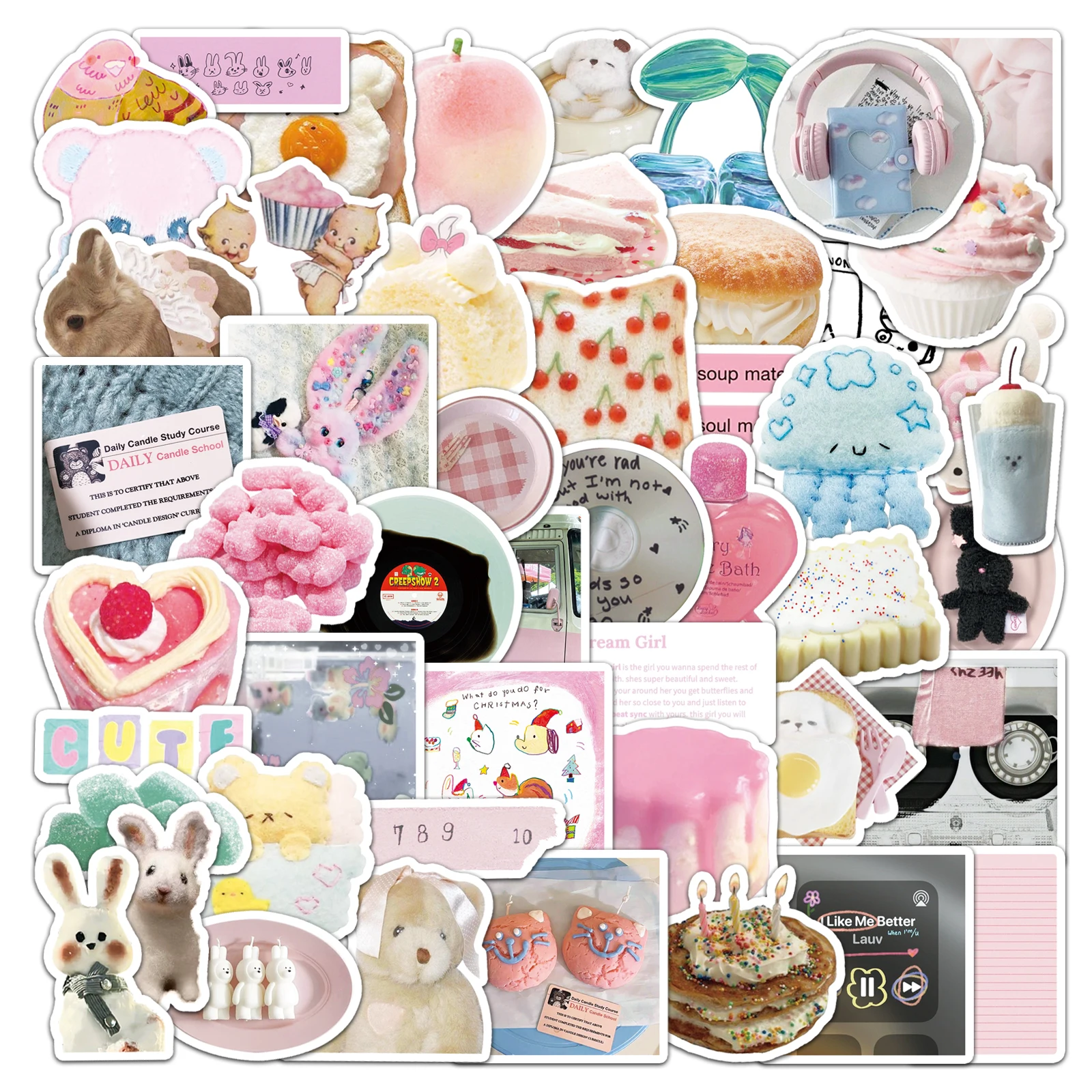 

50Pcs Cute Sanrio Hello Kitty Series Cartoon Cute Waterproof Sticker Skateboarding Retro home decal Sticker