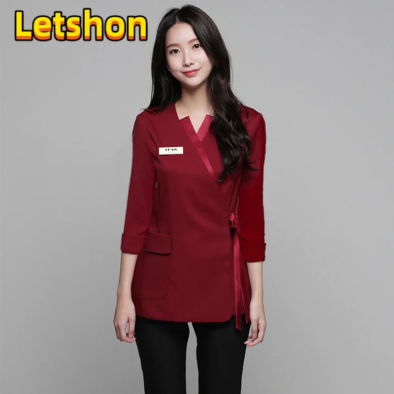 Униформа косметолога для салона красоты, одежда для мастурбации, топ и брюки для маникюра, костюм для стойки регистрации отеля, женская спецодежда