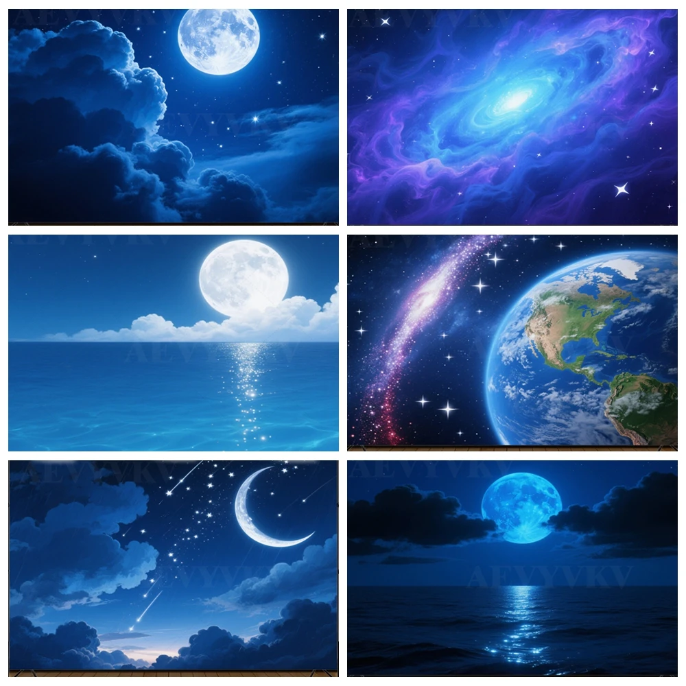 

Galaxy Starry Sky Universe Space Backdrop Black Lighting Nursery Baby Shower Birthday Party Background Home Decor Photography