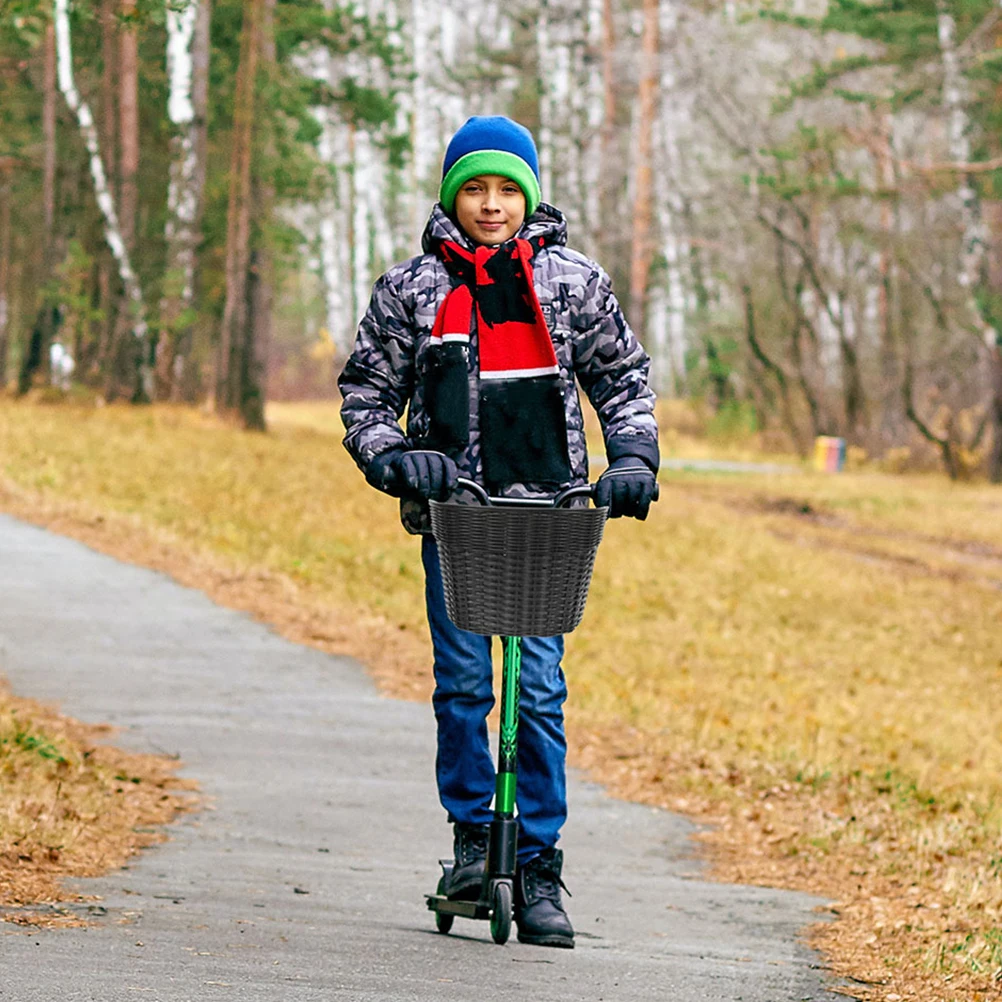

Rattan Scooter Basket Plastic Storage Handlebar Front Bicycle Bike Basket Front Woven Durable Lightweight Smooth