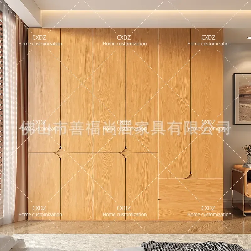 Oak Solid Wood Wardrobe 60cm Deep Storage Cabinet Japanese Style Bedroom Furniture Log Design Segmented Closet Organizer