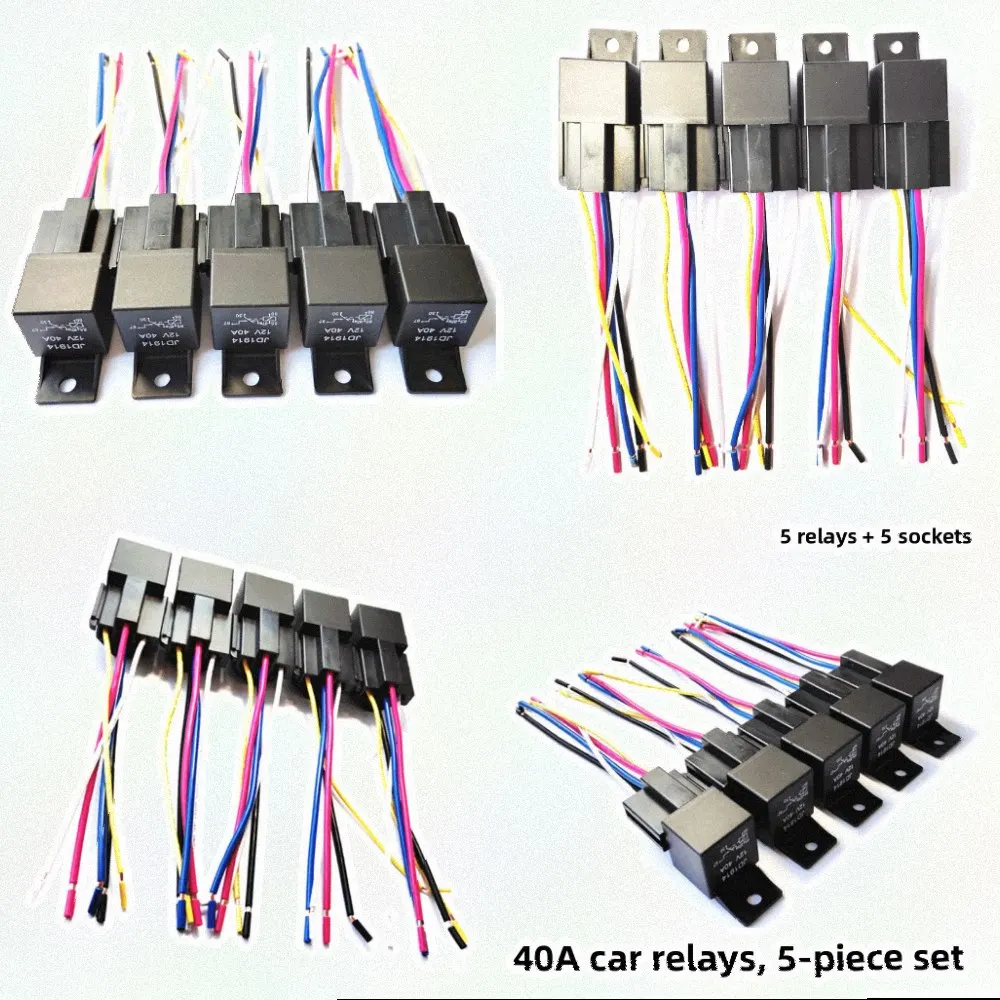 5 Sets 40A 12V 24V Automotive Relay 5PIN 4PIN With Socket For Car Control System Overload Protection Electrical Equipment