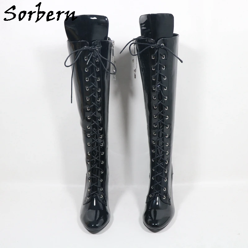 Sorbern Knee High Boots Women Custom Wide Calf Fit Block Heels Winter Style Cross Dresser Boot Unisex