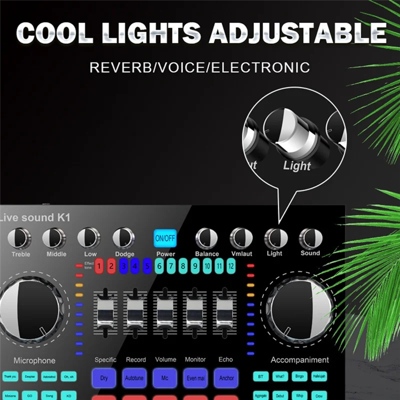 CLCU K1 Live Sound Card Portable Bluetooth Sound Card Profession Adjustable Volume Audio For Music Recording