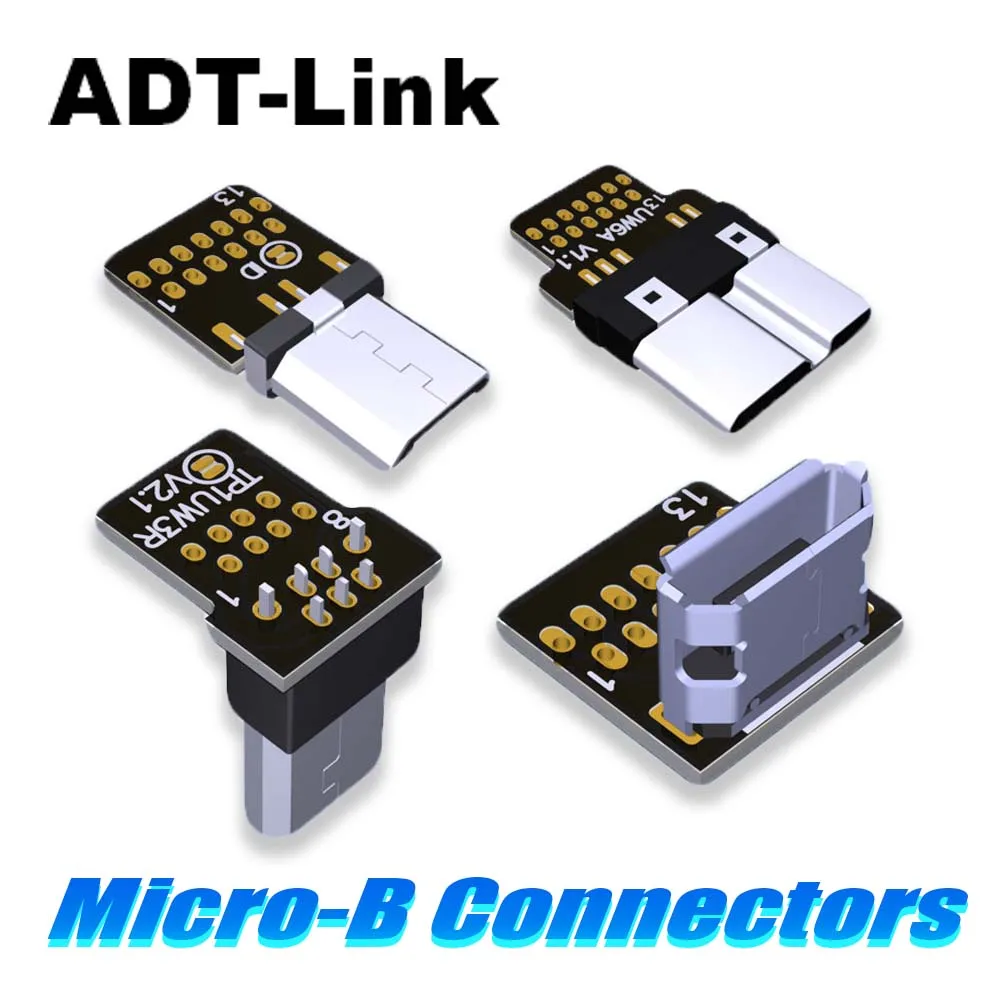 USB 2.0/3.0 Micro-B Female to Male Single Mini Extension Adapter Connector-Solder Micro USB for DIY（W1,W3,W3R,W4,W5,W6A,W7A,W8）