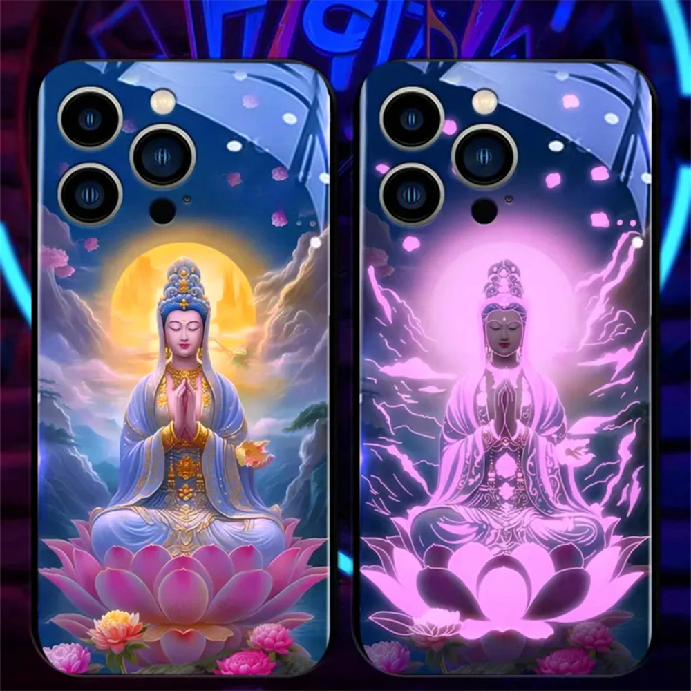 Buddhaland Gleams Design Schallgesteuerte LED-Blitzhüllen Leuchtende Glasabdeckung für Samsung S26 S25 S24 S23 S22 S21 FE Plus Ultra – Detail 18