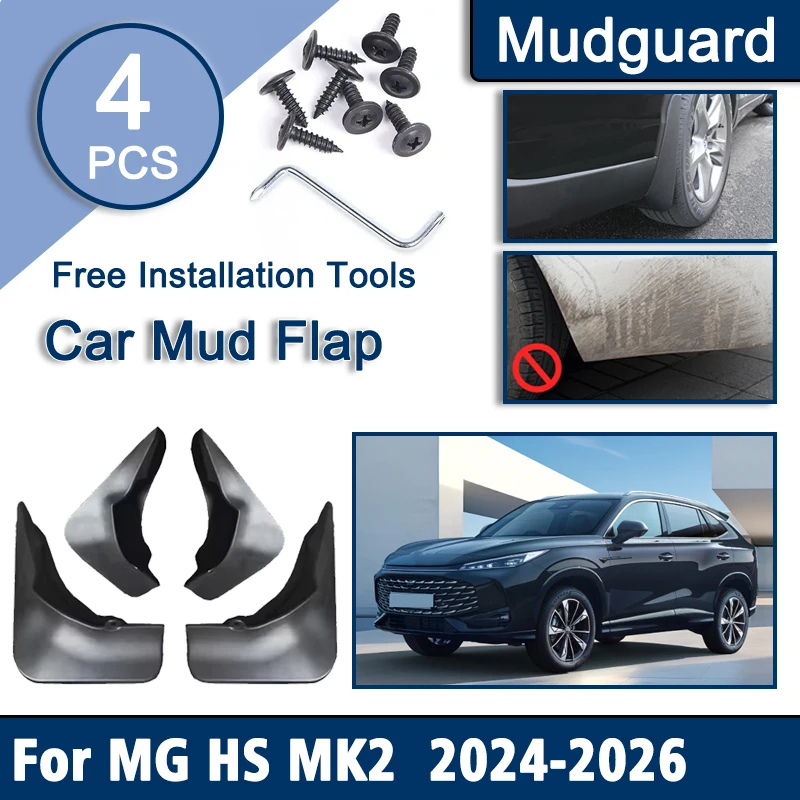 

Car Fenders For MG HS 2024 2025 2026 MK2 Accessories 4PCS Mudflads Soft Rubber Mudguard Dust-proof Anti-scratch Cars Accessories