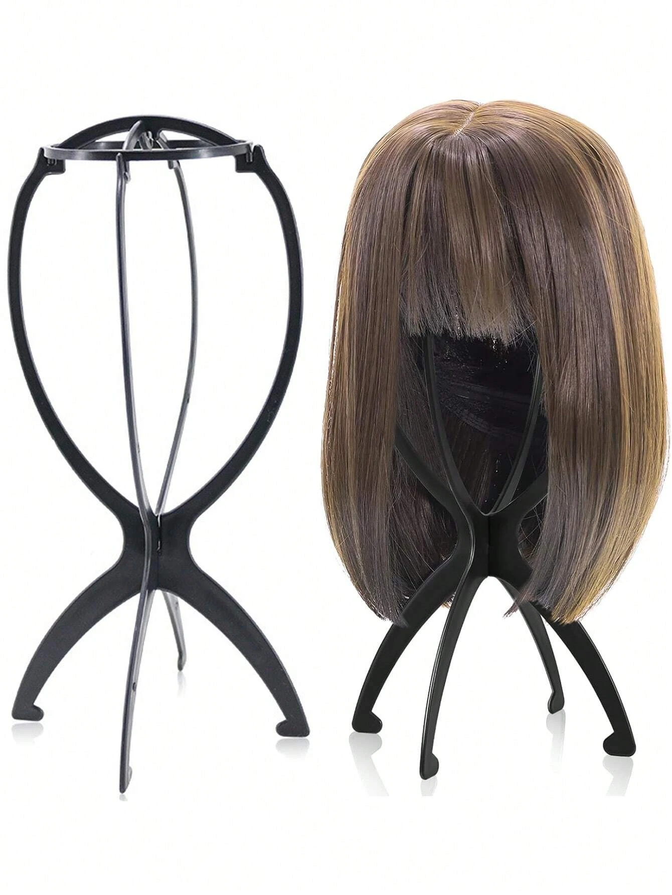 

1/2/3 pcs Wig Stand Durable Easy Assembly Wig Cap Holder Portable Plastic Hair Hat Displaying Stand Ideal for Home Salon Travel