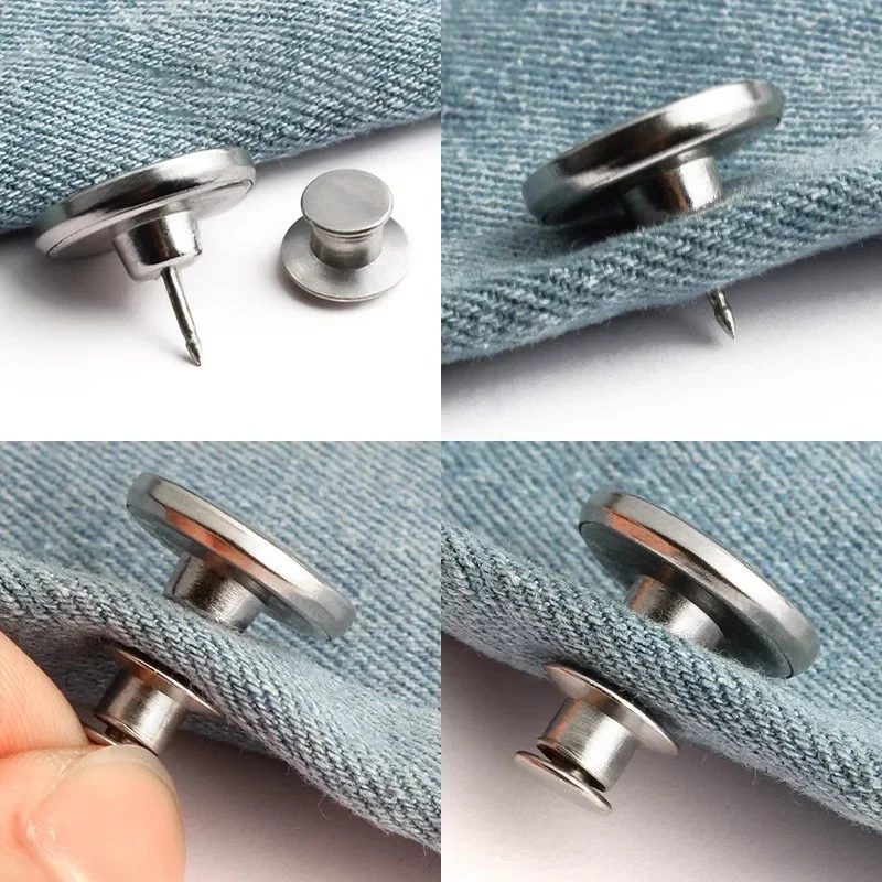 4/8/12Pcs Detachable Jeans Button Pins Mental Pants Snap Fastener Sewing-free Reduce Waist for Jackets Clothing Sewing Supplies