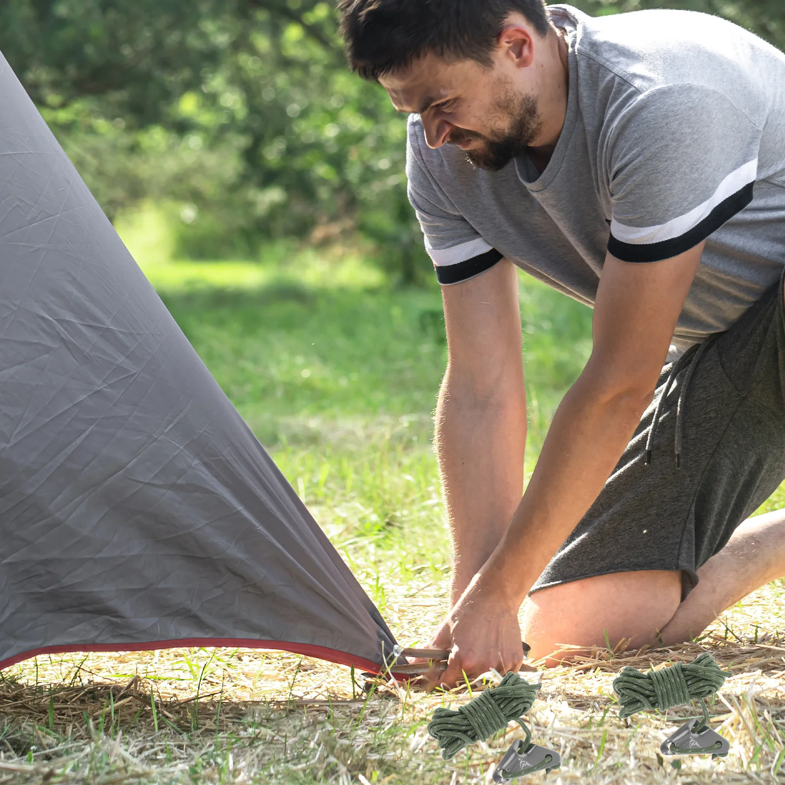 

8pcs Tent Camping Rope Heavy Duty Wind Resistant Reflective For Hiking Mountaineering Camping Tarp Tree Climbing Polyester Cord