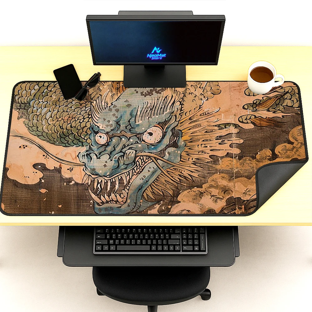 Dragon Desk Mat Large Gaming 140x60 Mousepad Office Gaming Accessories Playmat Portable Washable Stain 180cm Resistant