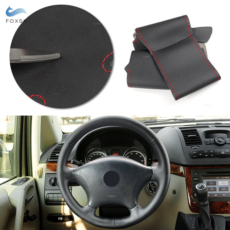 Para Mercedes Benz Viano W639 2003-2010 Vito 2003-2014 Sprinter 2006-2013 para VW Crafter 06-16 cubierta de cuero para volante de coche