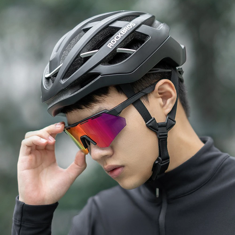 ROCKBROS-gafas polarizadas para bicicleta, 4 lentes, para ciclismo de montaña o de carretera, gafas de arena para viento con montura para miopía, gafas de sol