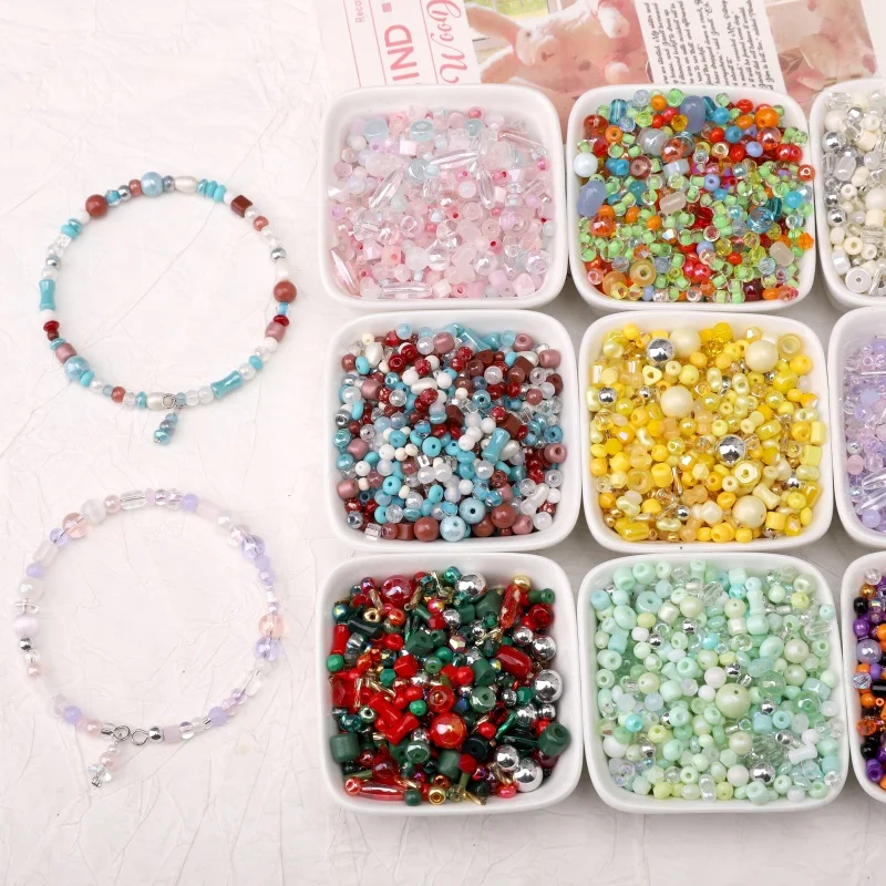 100Pcs 1.5-8mm Mixed Styles Glass Seed Beads 1mm Hole Multi-color DIY Jewelry Making Bracelet Necklace Accessories Findings