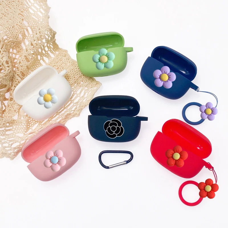 かわいい花ケースoppo enco x/X2ケース落下防止リングイヤホンカバーのための素敵なoppo enco X2シリコーンhearphoneケースfundas