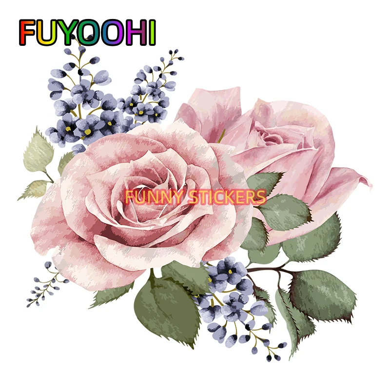 FUYOOHI Watercolor Bouquet Flower Car Sticker Vinyl PVC Decal for House Room Wall Window Door Refrigerator Kitchen