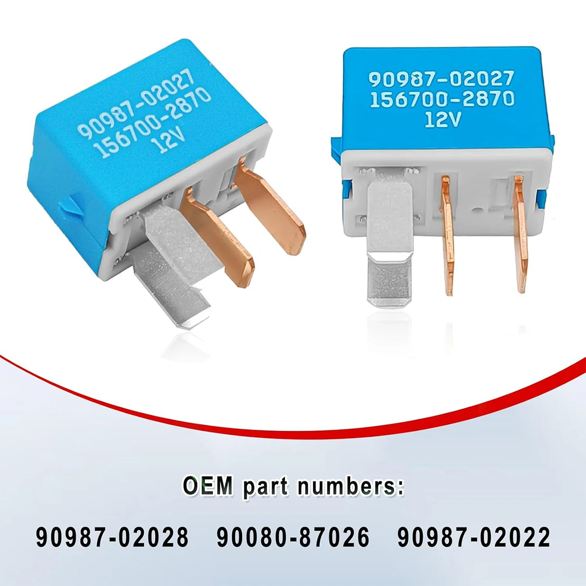 2pcs Small Denso Relay 90987-02027 4-Pin A/C Cooling Fan Relay Compatible with 90080-87026, 90987-02028