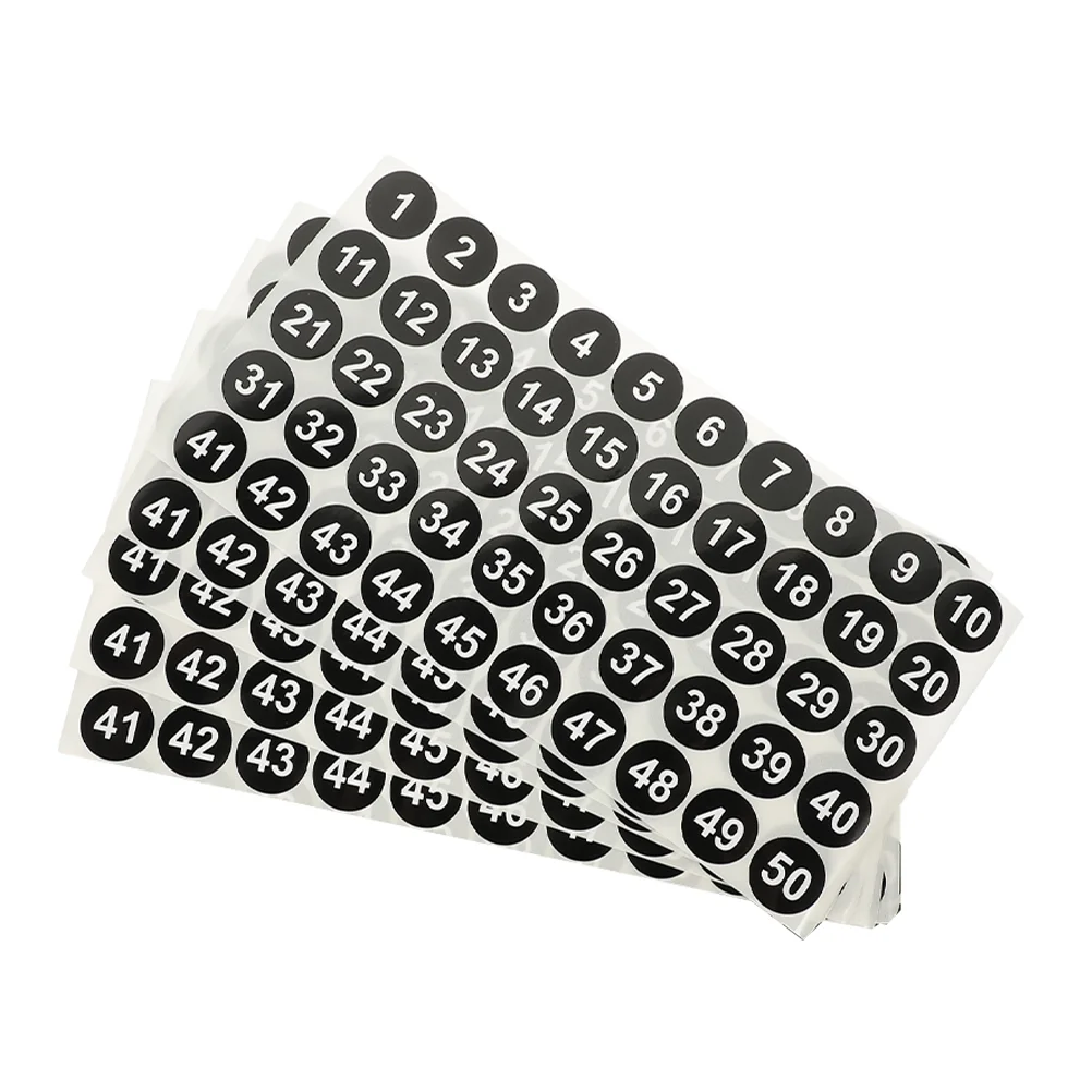 

5 Sheets Number Dots Sticker Round Labels Stickers Self-adhesive Applique Numbered 1-50 Office Coding