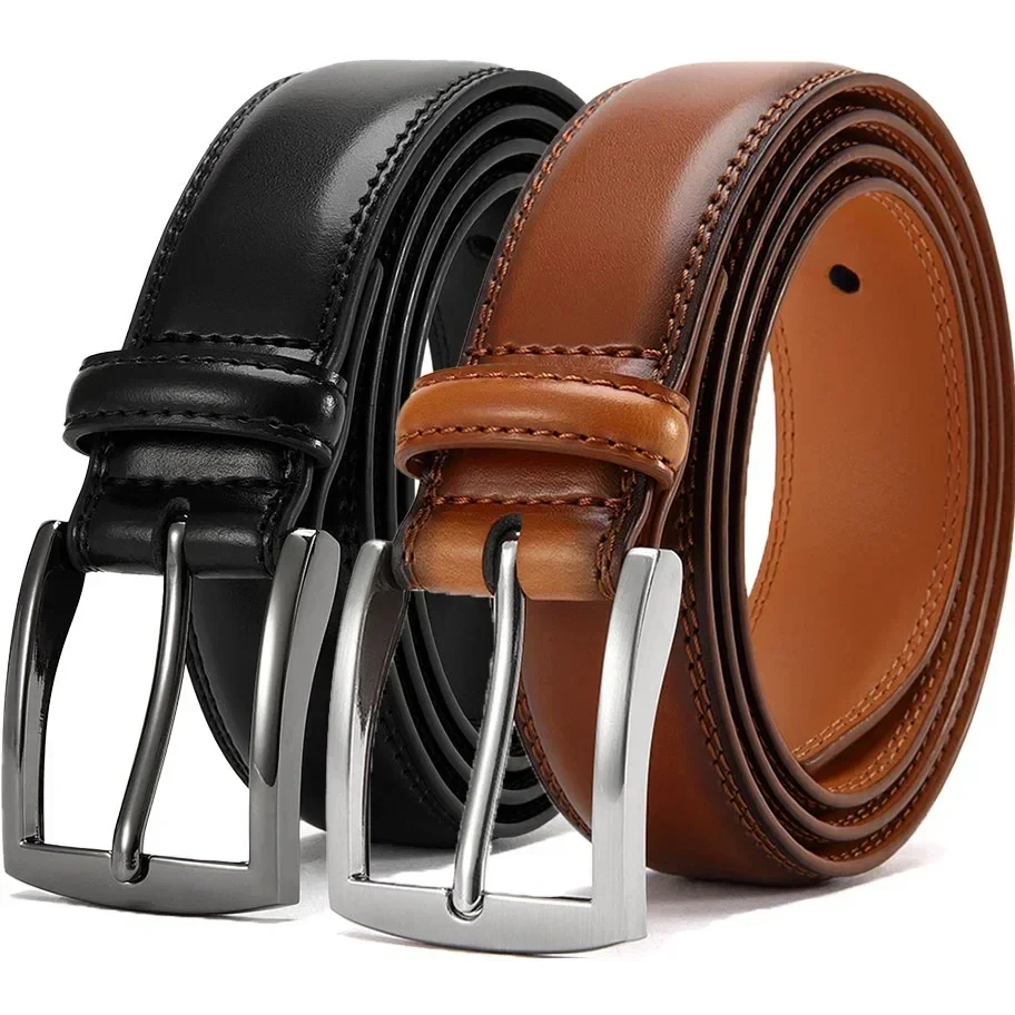 Mens Leather Belt Versatile Metal Pin Buckle Belt Luxury Strap Male Belt Business Casual Belt