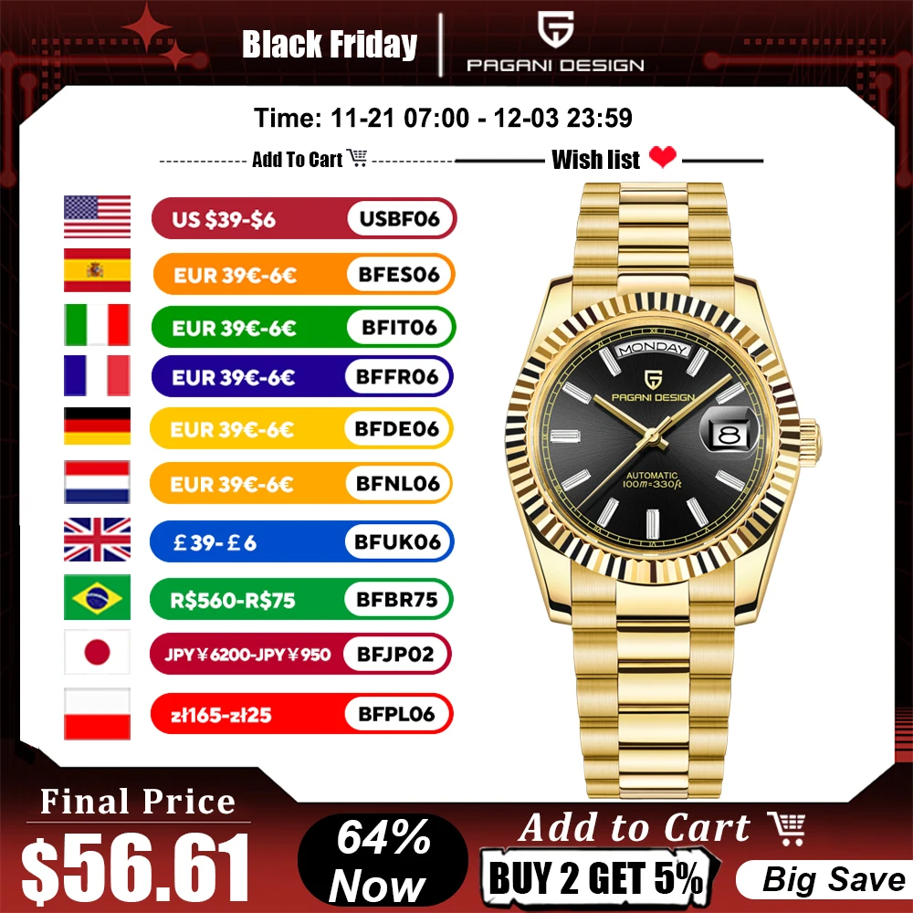 PAGANI DESIGN DD36 Double calendar 36MM mechanical automatic men watch Haiou ST16 sapphire luxury waterproof relogio masculino