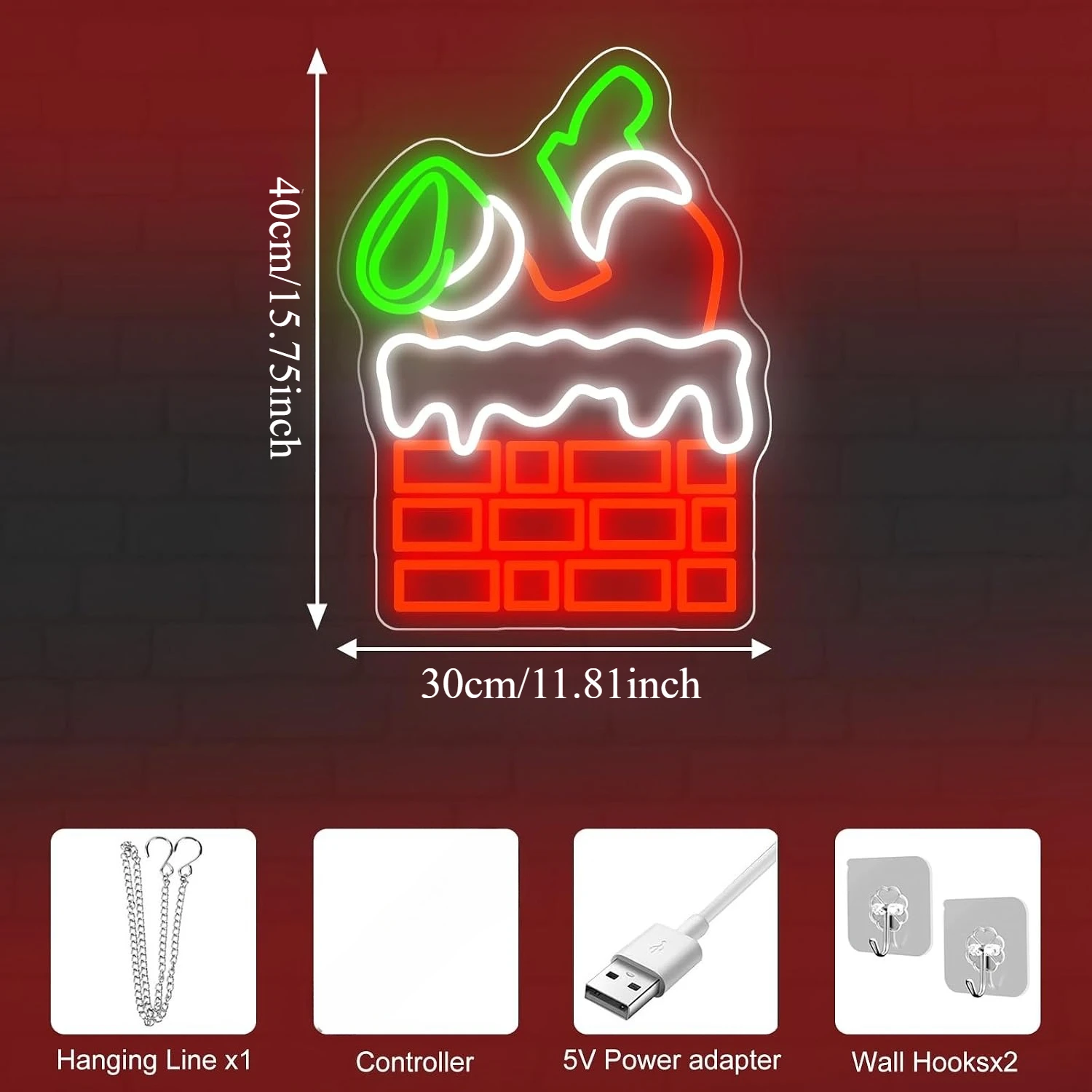 Santa Claus Chimney Neon Sign USB Powered Christmas LED Neon Light edroom Gaming Room Xmas Party Winter Window Home Decor Gift