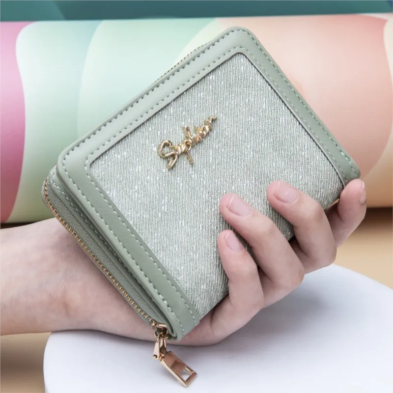 Dompet Mewah Desainer Kelas Atas Untuk Wanita Bahan Kulit PU Dengan Ritsleting Tempat Kartu Lipat Dompet Koin Wanita Carteras Monederos De Mujer