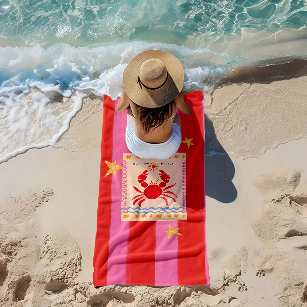 Unisex Quick Dry Microfiber Beach Towel Cartoon out of Office Crab Design for Swimming Surfing Camping - Holiday Bath Towel view 5