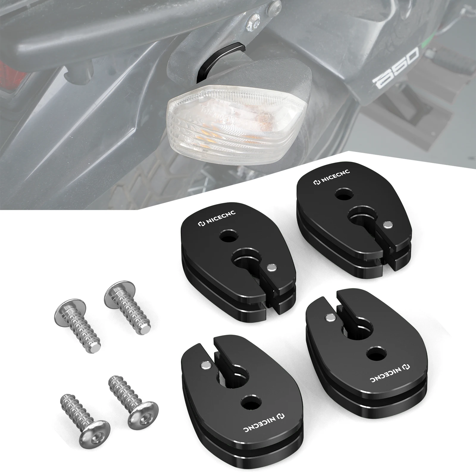 

Motorcycle Aluminum Front Rear Turn Signals Adapters for Kawasaki KLR650 2008-2018 KLR 650 Turn Indicators Stalk Elimination Kit