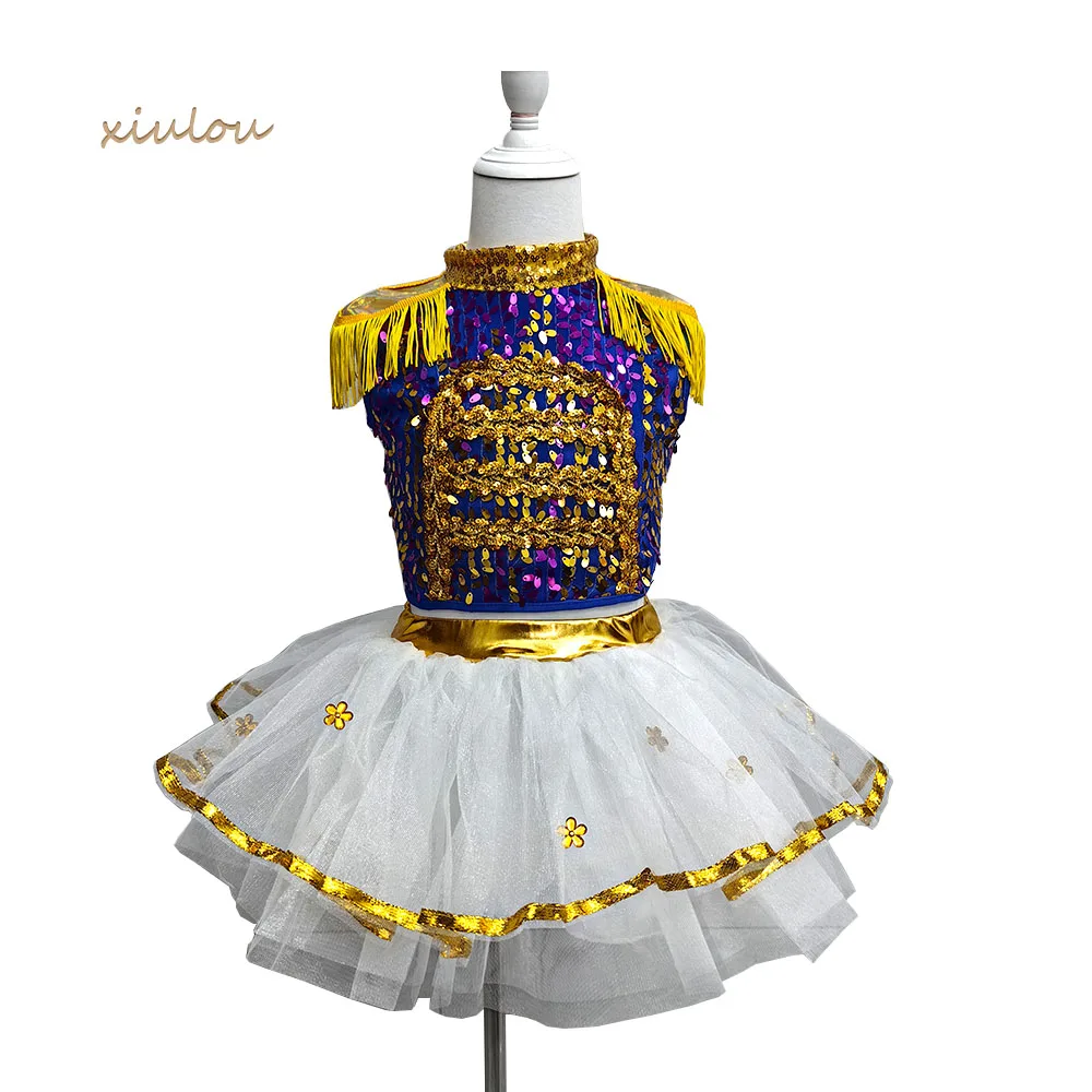 New Sequin Jazz Dance Costume For Girls Boys Jazz Music Dance Street Girl Clothing Modern Dance Wear