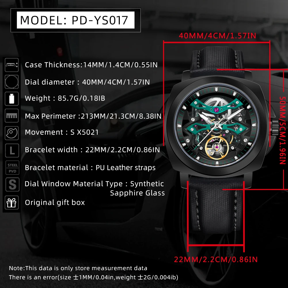 PAGANI DESIGN 2024 New Men's Automatic Mechanical Wristwatch Skeleton Fashion Casual Sapphire Glass Waterproof Luminous Watch